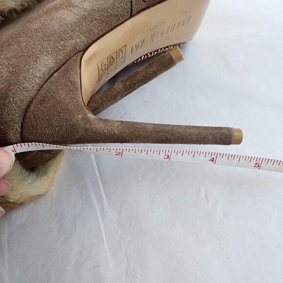 Ivy Kirzhner Fur & All Leather boots Size 8 Mid-Calf Rose Gold Studded Heeled - Picture 6 of 12